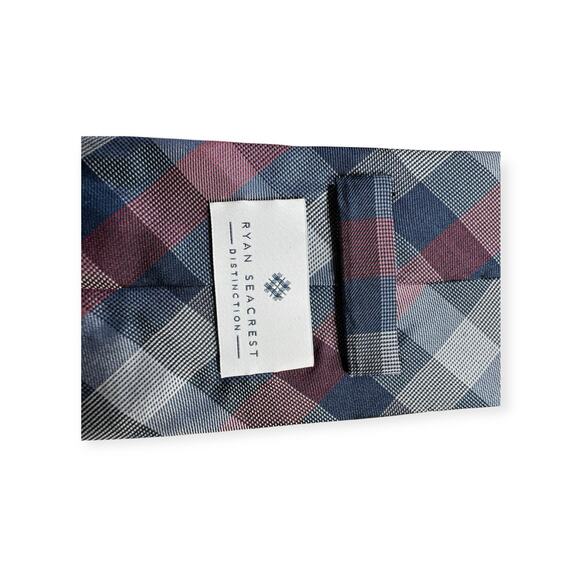 RYAN SEACREST Vintage 100% Silk Necktie Designer Purple Plaid W2.75 L58 411 - Picture 4 of 6